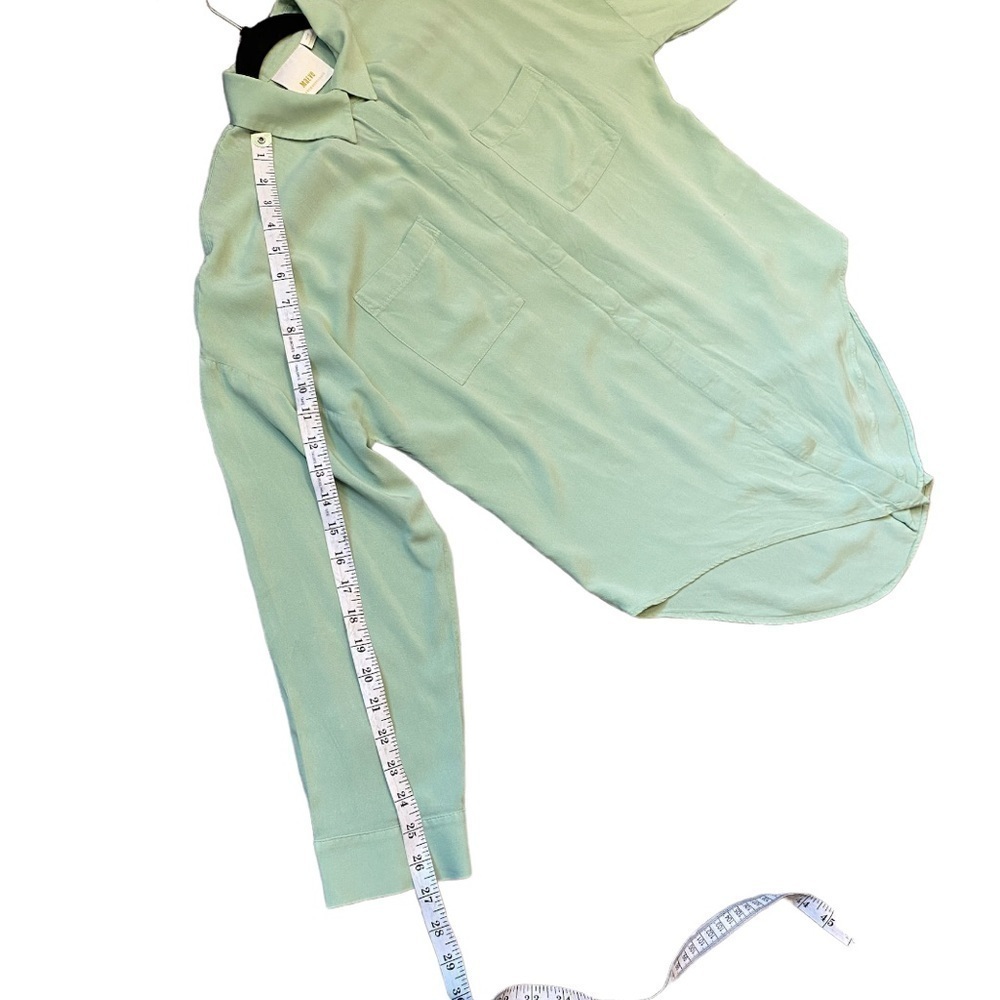 Anthropologie Maeve Seafoam Green Tie Button Down Shirt - Picture 8 of 9